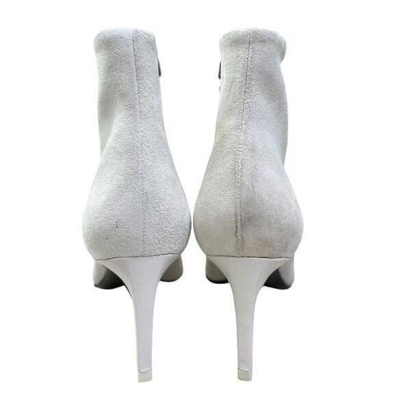Rag & Bone BEHA White Suede Moto Boot Stiletto Heel Pointed Toe Bootie SZ 8.5 - Picture 8 of 12